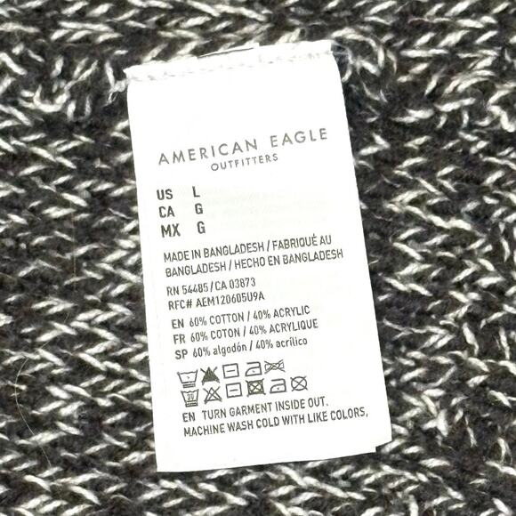 American Eagle Marled Knit Open Cardigan Women's L Black & White - Picture 8 of 13